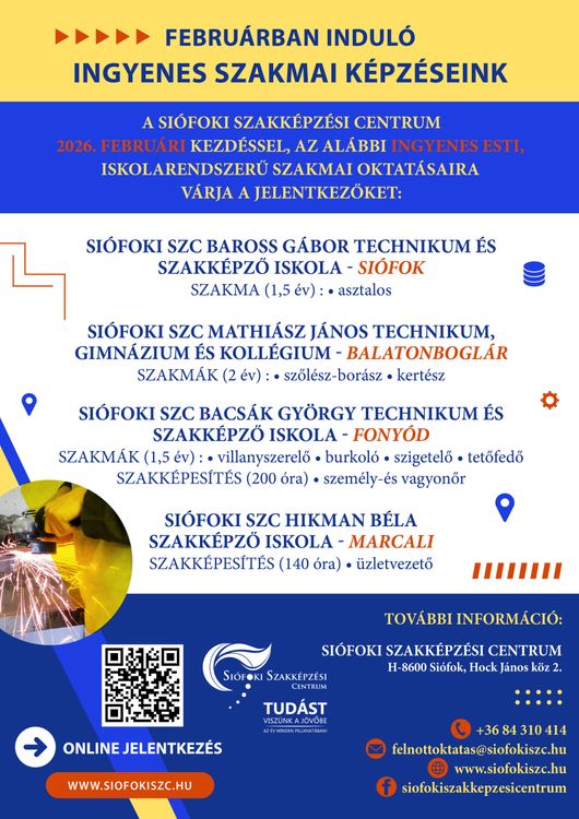 Már jelentkezhetnek februárban induló esti szakmai oktatásainkra és képzéseinkre!