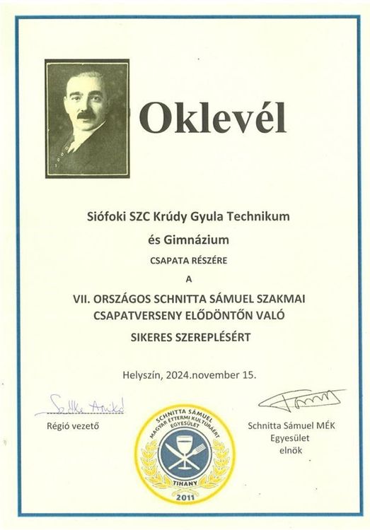 VII. Schnitta Sámuel országos gasztronómiai csapatverseny elődöntője