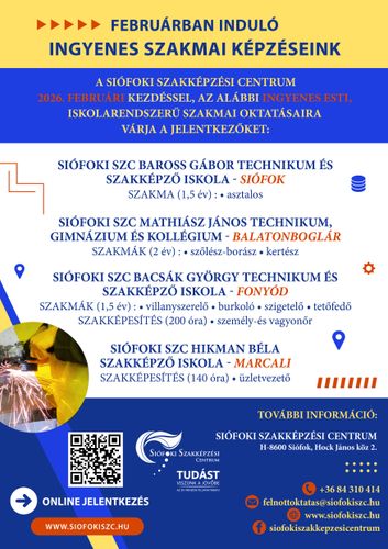 Már jelentkezhetnek februárban induló esti szakmai oktatásainkra és képzéseinkre!